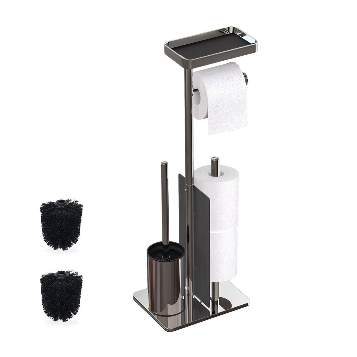 WC-GARNITUR - Silberfarben, Kunststoff/Metall (22/75/20cm) - Relaxdays
