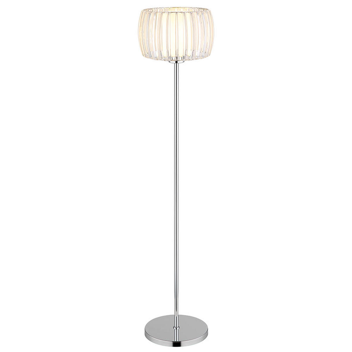 LED STEHLEUCHTE, Metall verchromt, Silber, Fußschalter - Silberfarben, Glas (32.5/32.5/150cm) - Globo Lighting