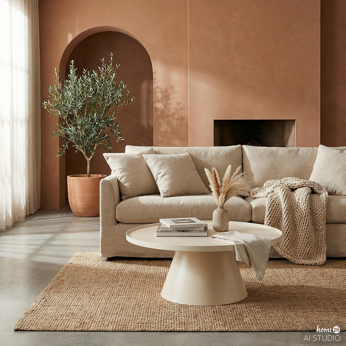 HOME24 Couchtisch Boehmer - Kaschmir, Glas/Metall (80/80/40cm) - home24