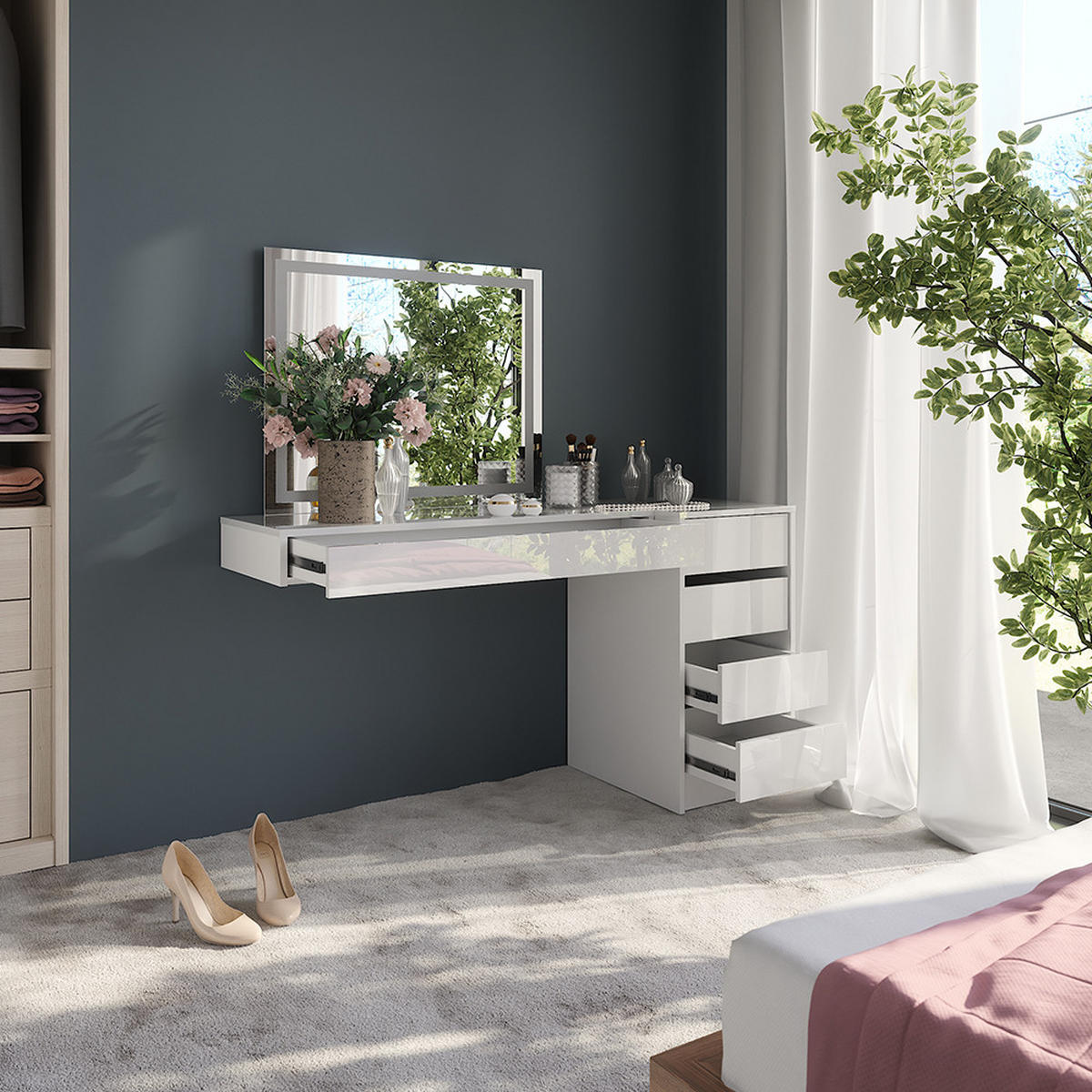 TOALETNÍ STOLEK Sherry Bílá - bílá, kompozitní dřevo (100/12/40.1cm) - Vicco