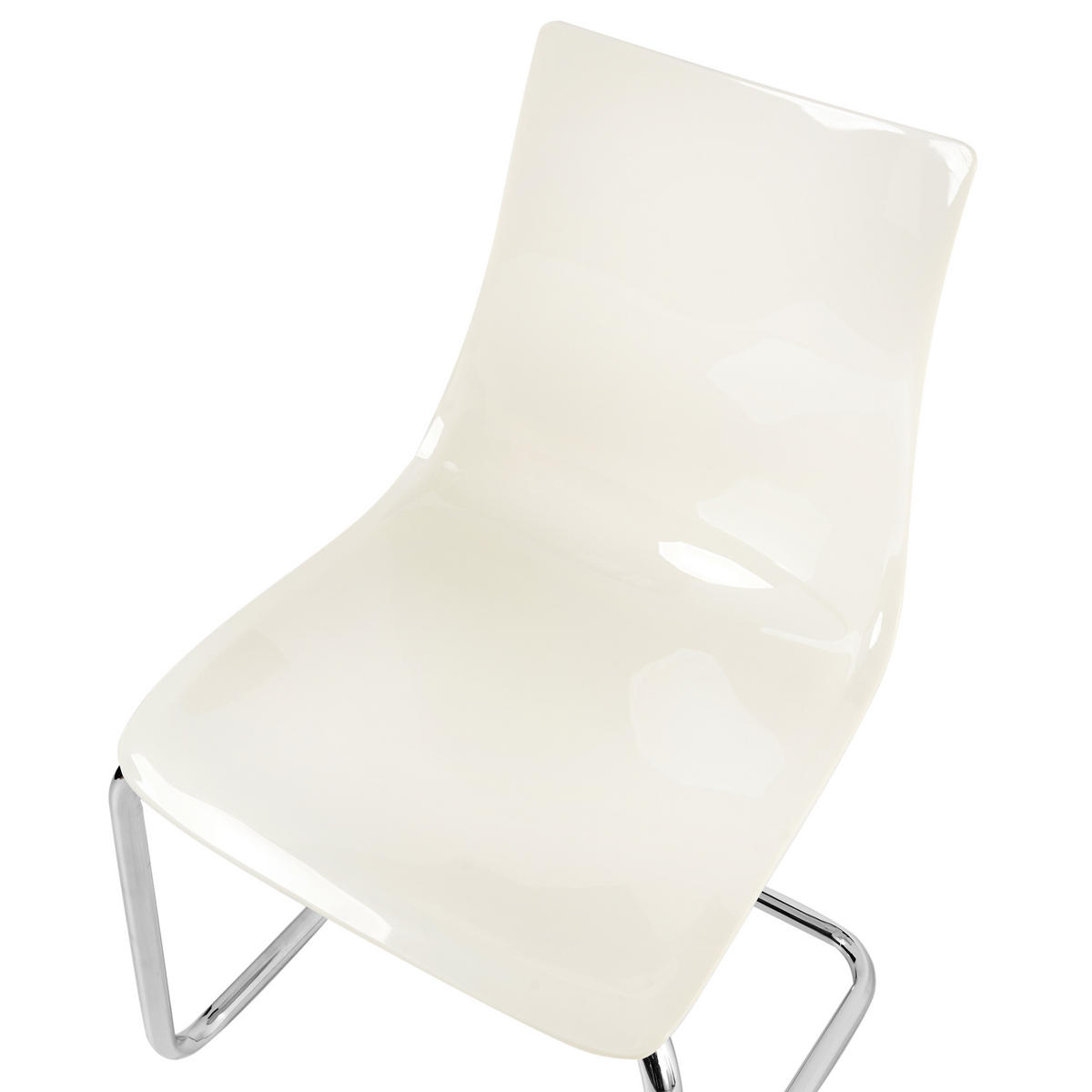 ESSZIMMERSTUHL 2er-Set Cremeweiß Marshall - Silberfarben/Weiß, Kunststoff (48/81/48cm) - Beliani