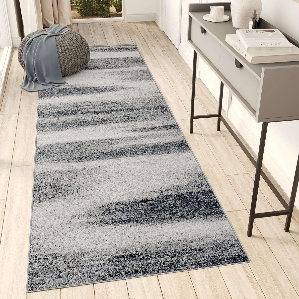 TEPPICHLÄUFER SARI dunkelgrau abstrakt 100/500 cm - Dunkelgrau, Textil (100/500cm) - Tapiso