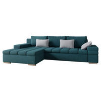 ECKSOFA Bangkok Premium, Seite: Links - Türkis/Silberfarben, Holz/Textil (310/175cm) - MIRJAN24