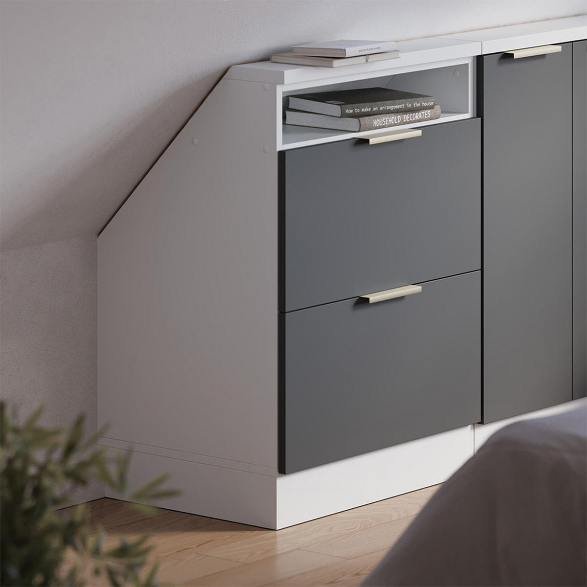 ŠIKMÁ SKŘÍŇ Rion Antracitově zlatý - antracitová, kompozitní dřevo (60/81.6/46cm) - Vicco