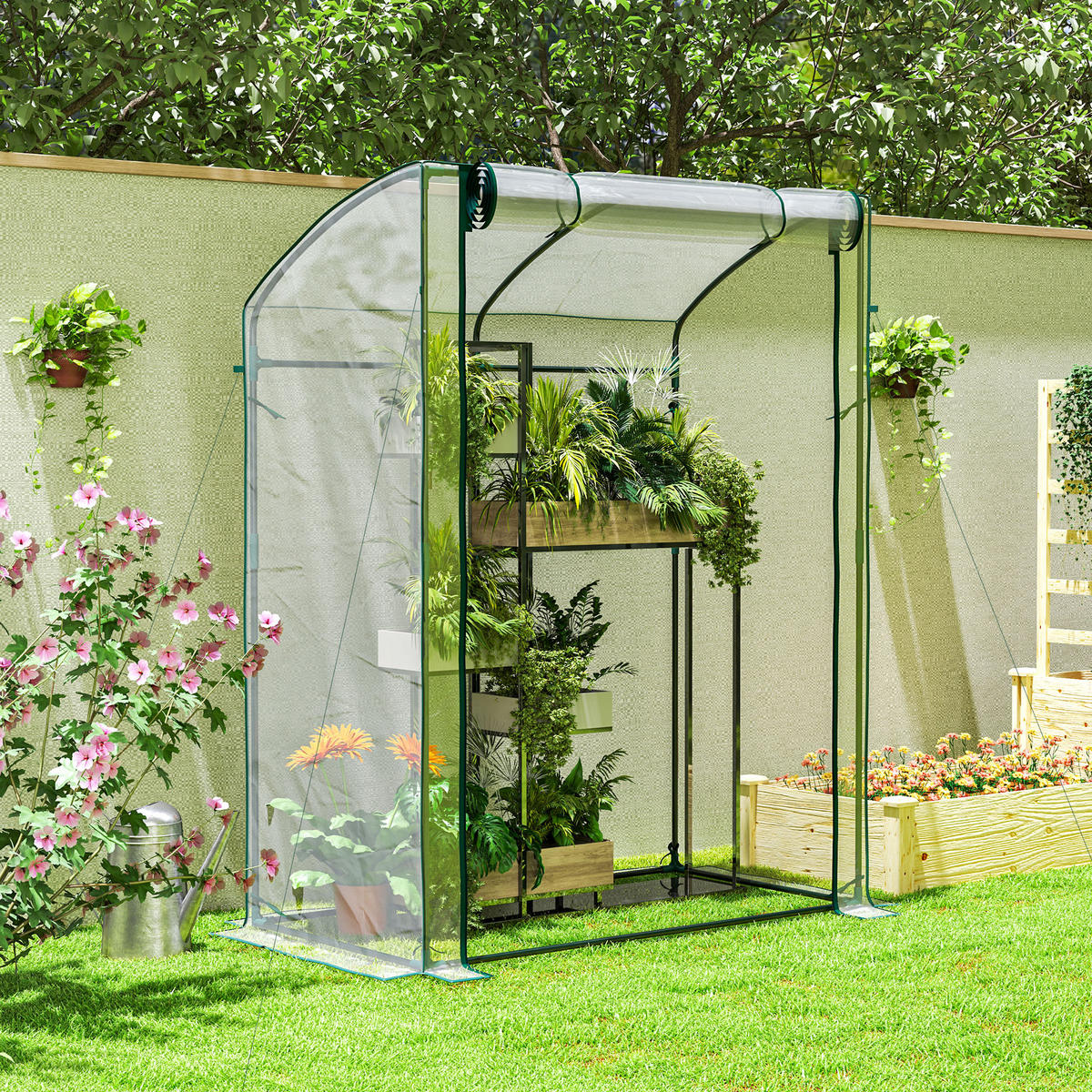 GEWÄCHSHAUS DE-05776 Gebogendach, winterfest, mit Tür Transparent - Transparent, Kunststoff/Metall (70/170/128cm) - ComfortXL