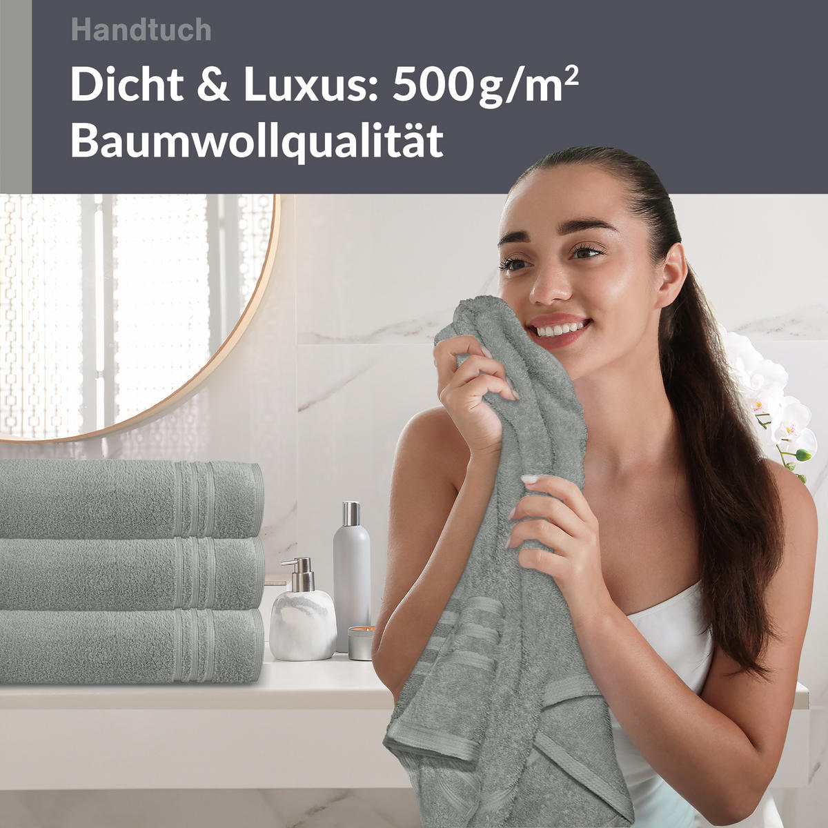 HANDTUCH 50x100 cm London Stein Grau 4er Set - Grau, Textil (50/100cm) - Lashuma