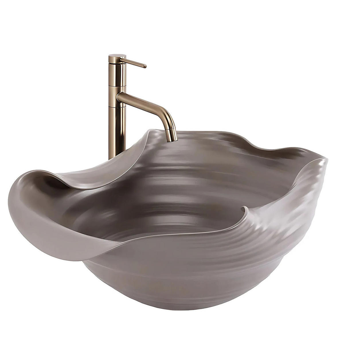 AUFSATZWASCHBECKEN Rea Hm-66tb Handmade Art - Beige, Keramik (38/19/50cm) - REA