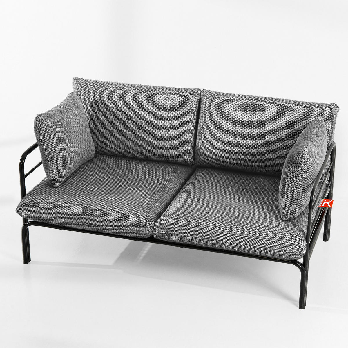 GARTENSOFA RAMBE 2-Personen mit Kissen, Anthrazit - Anthrazit/Schwarz, Textil/Metall (150/80/80cm) - KONSIMO®