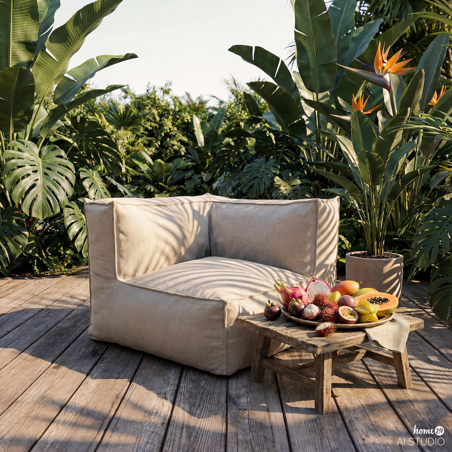 MODULARES ECKELEMENT - Olefin - Beige - Beige, Textil (95/80/95cm) - home24