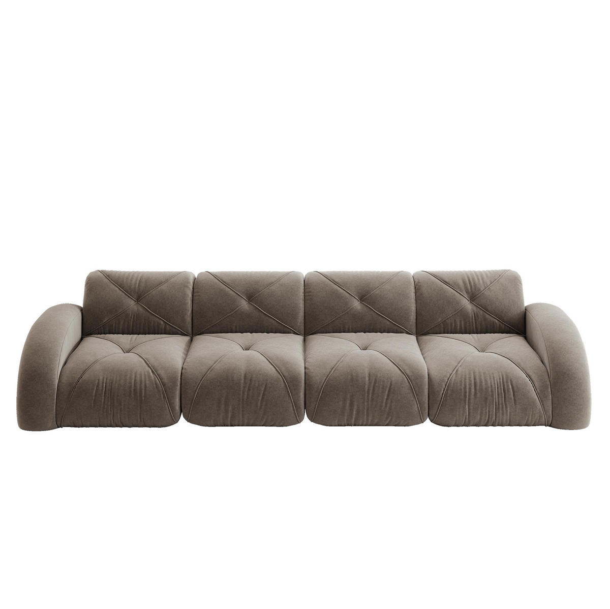 MODULSOFA 4-Sitzer aus Chenille mit rahmenlosem Design Taupe - Taupe, Textil (95/76/358cm) - Modenvie