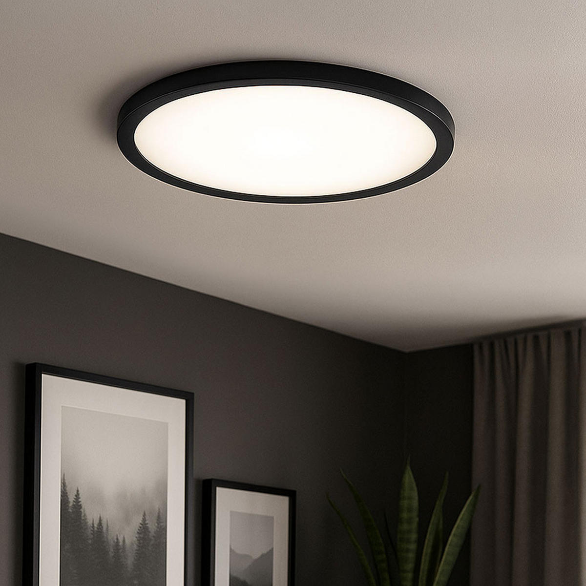 LED AUFBAU PANEL Schwarz - Schwarz, Metall (40/40/6.2cm) - Briloner