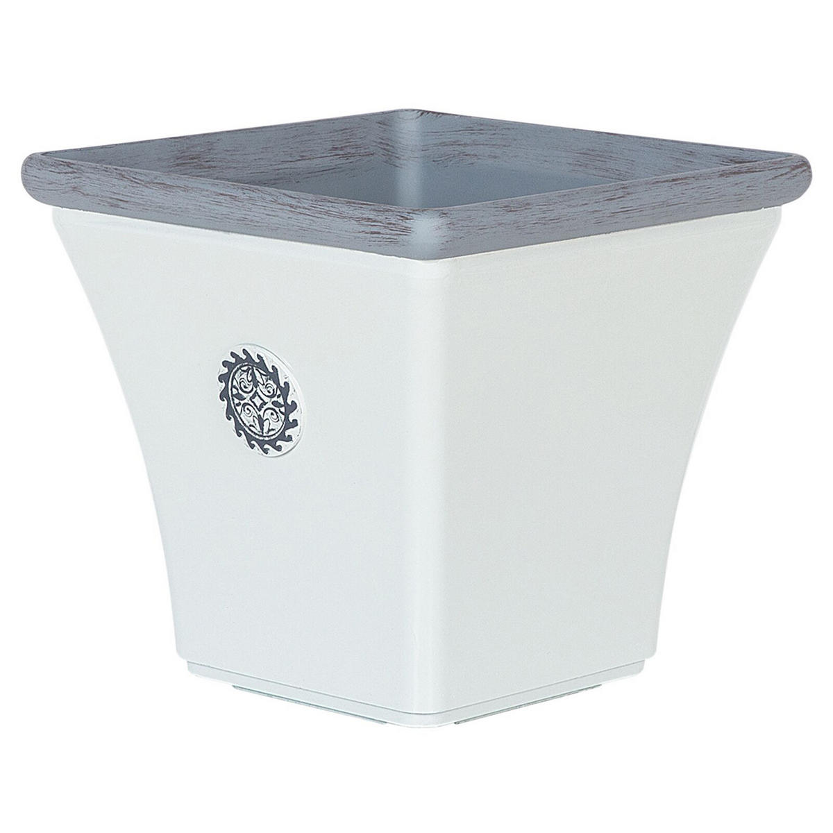 BLUMENTOPF weiß quadratisch 37/37/35 cm Elateia - Blau/Weiß, Stein (35cm) - Beliani