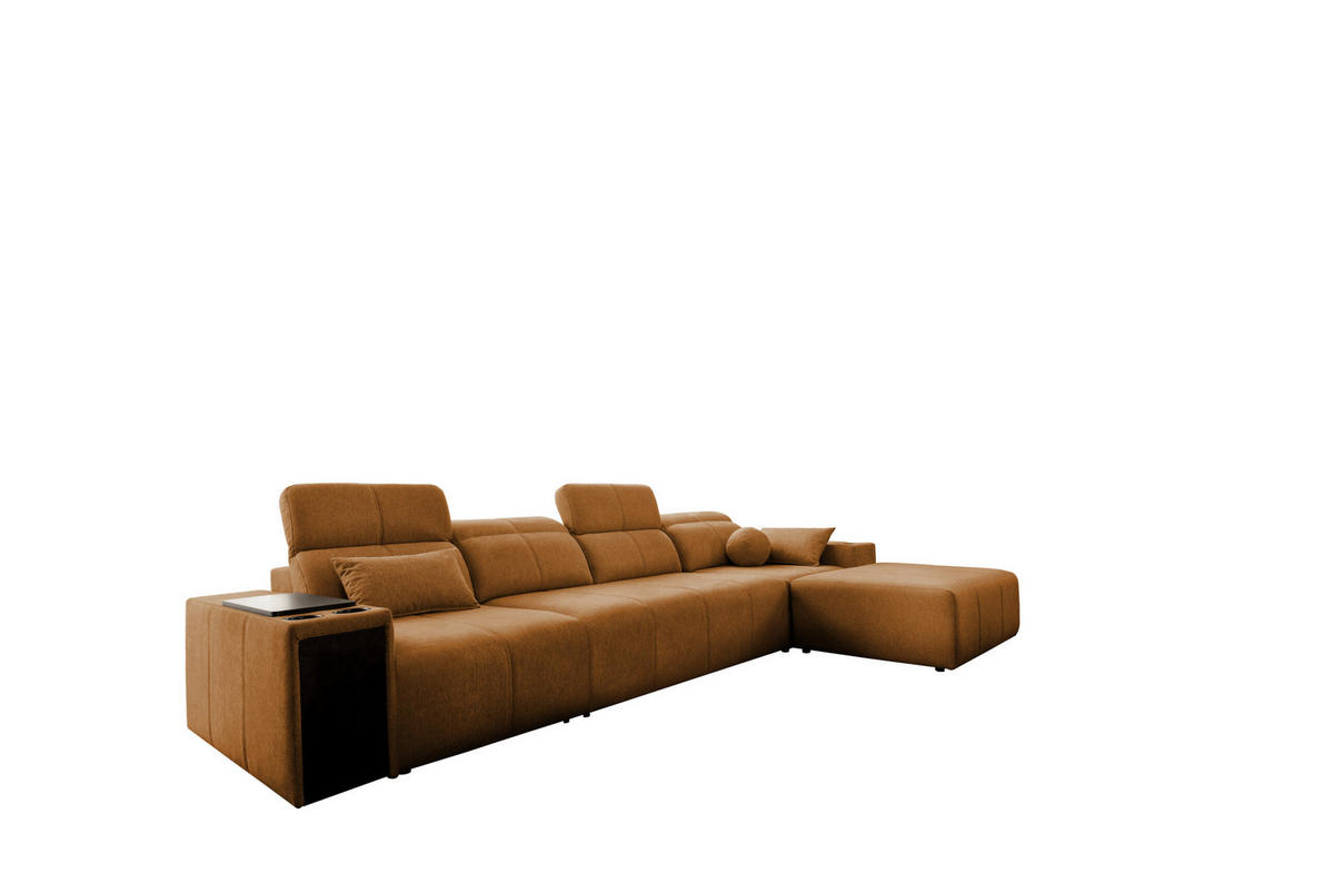 ECKSOFA mit Schlaffunktion und Mindy XII Stoff Verita Kupfer Rechts - Kupferfarben, Holz (348/202cm) - Kaiser Möbel