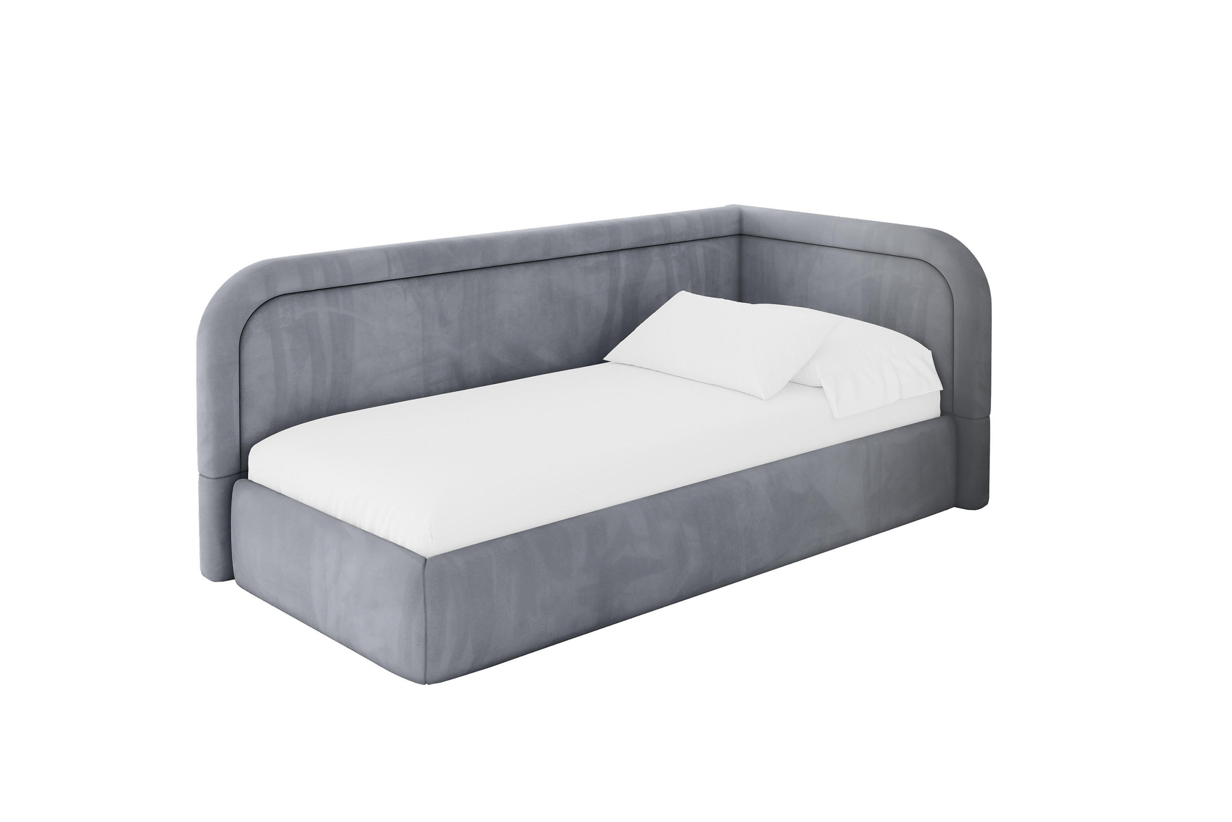 EINZELLBETT Jugendbett mit Bettkasten, Links - JOVY 90x200 Grau - Grau, Holzwerkstoff/Textil (90/200cm) - ALTDECOR