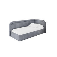 EINZELLBETT Jugendbett mit Bettkasten, Links - JOVY 80x200 Grau - Grau, Holzwerkstoff/Textil (80/200cm) - ALTDECOR