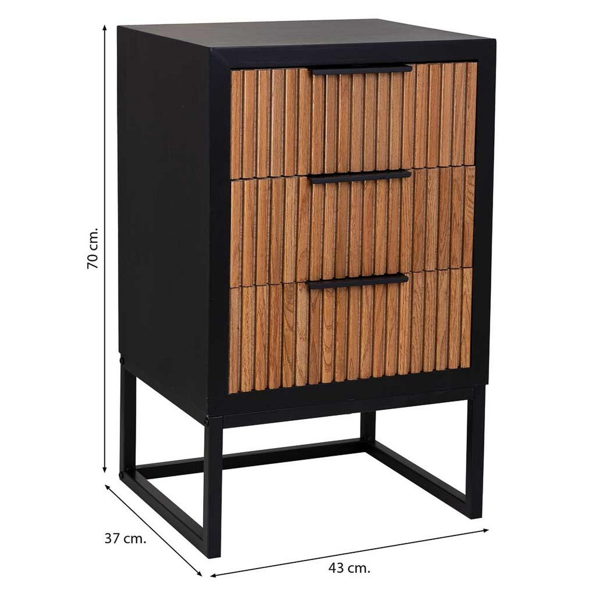 NACHTTISCH aus Metall und Holz, 43x37x70cm - Braun, Holz (43/70/37cm) - Wanderlust