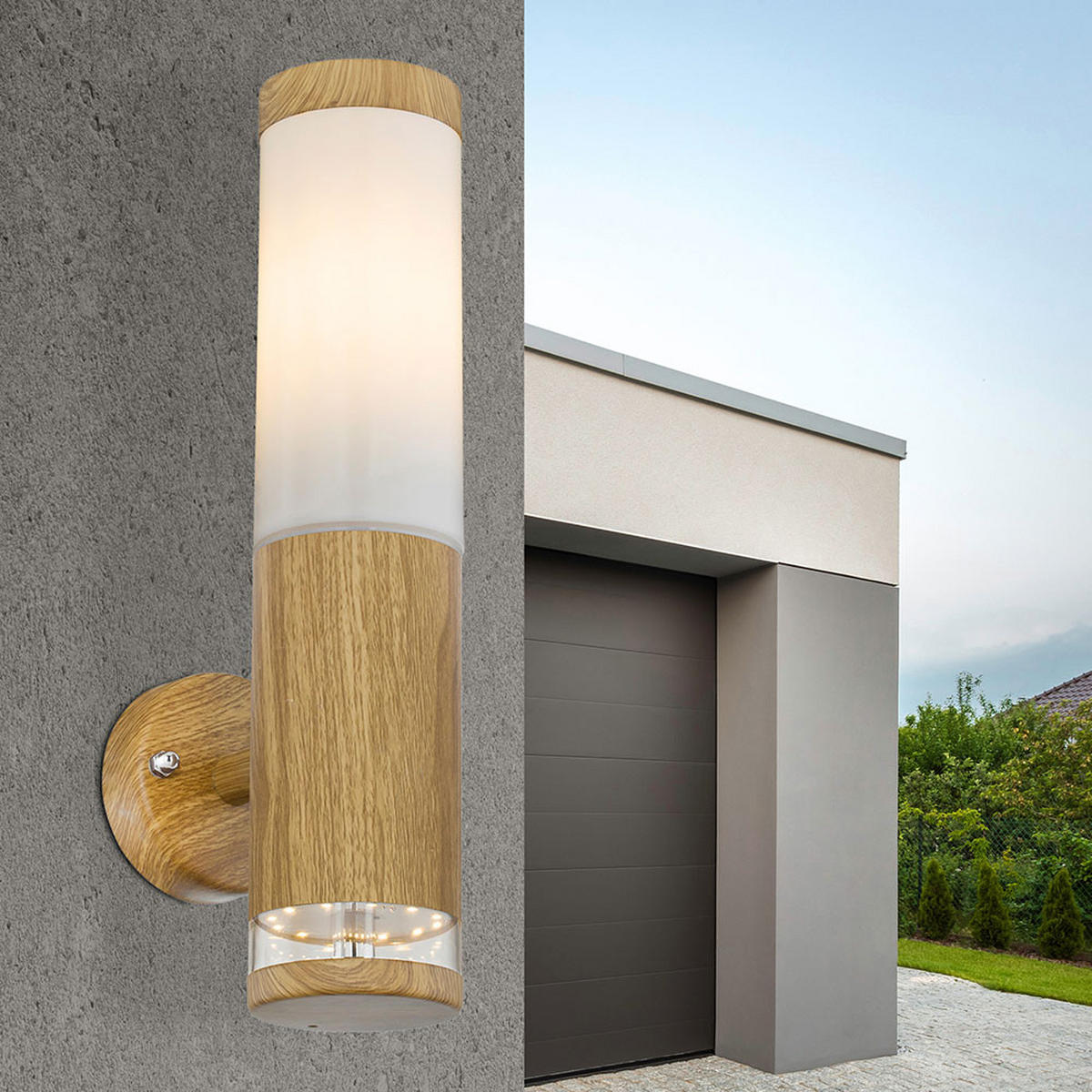 LED AUSSEN-WANDLEUCHTE Edelstahl Braun - Braun, Metall (8.5/35/14.2cm) - Globo Lighting
