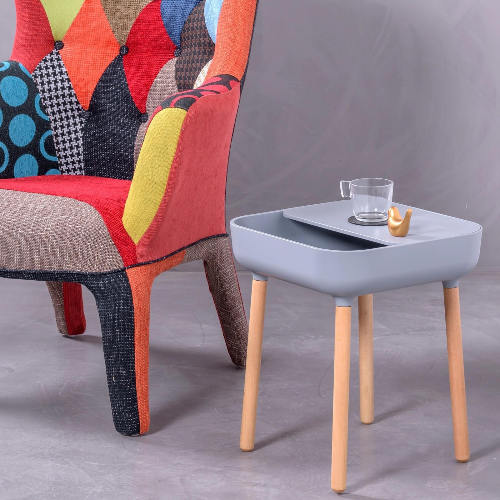 BEISTELLTISCH Quadratisch Grau 40/33/48 cm - Grau, Kunststoff (40/33/48cm) - Nest Dream