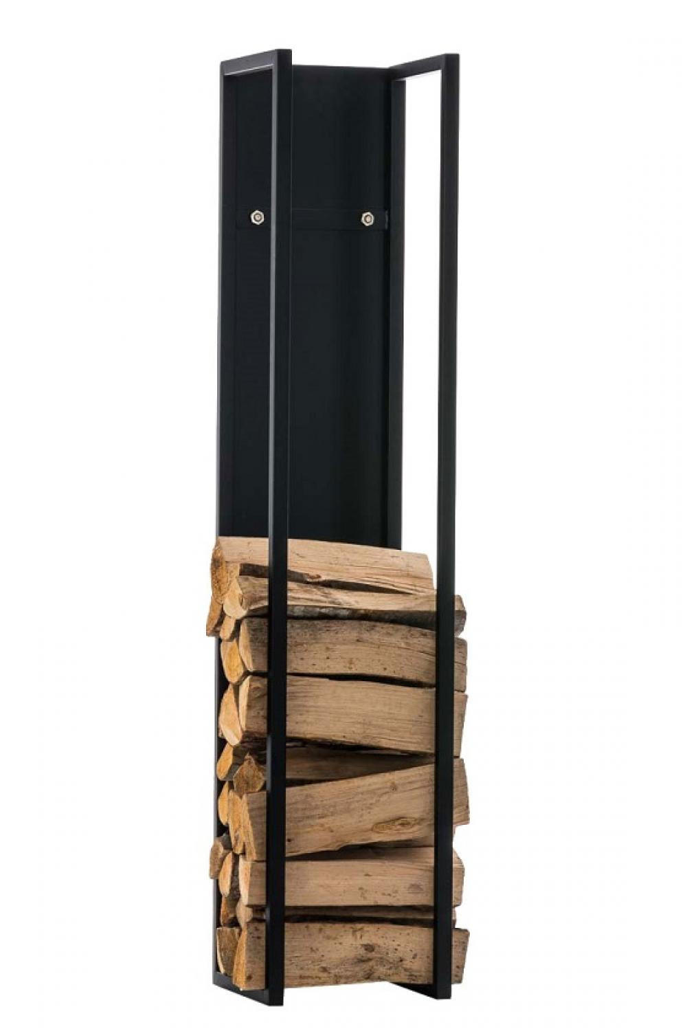 CLP Kaminholzregal Schwarz 25x100x25 cm