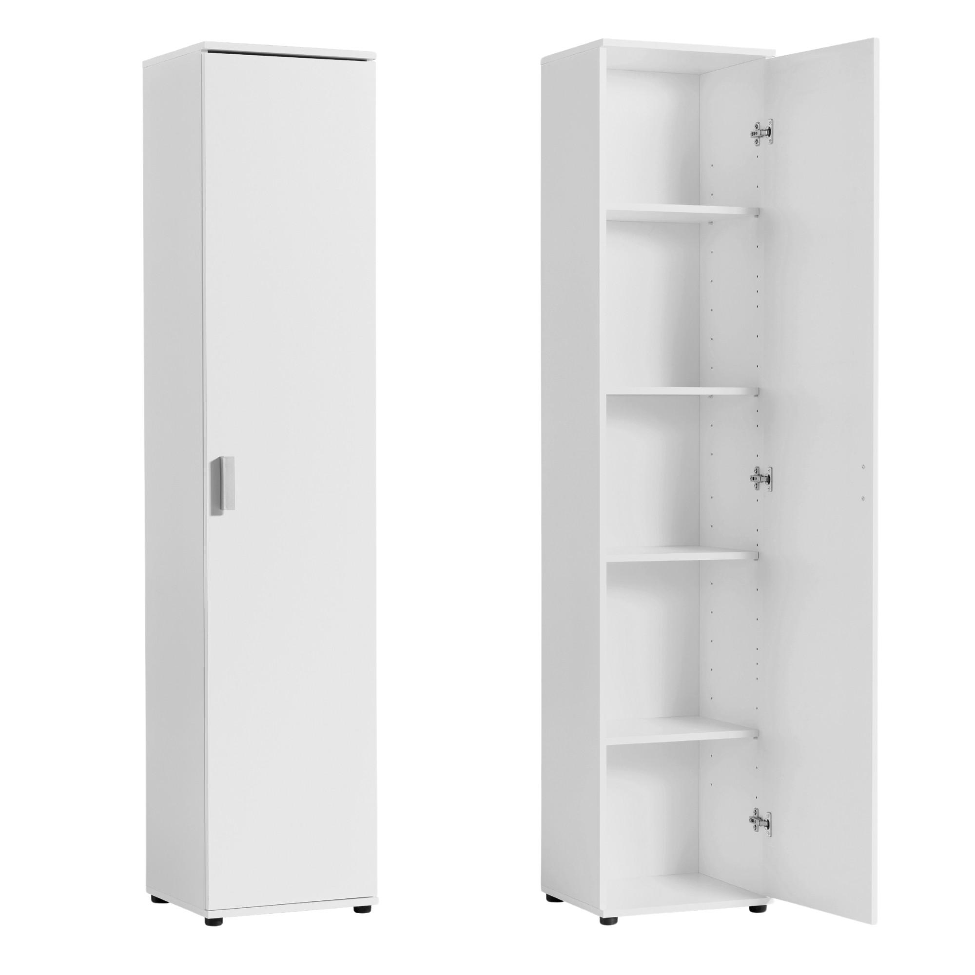 MEHRZWECKSCHRANK mit 1 Tür & 4 Einlegeböden in weiß - Weiß, Holz (35/184/40cm) - Home Collective