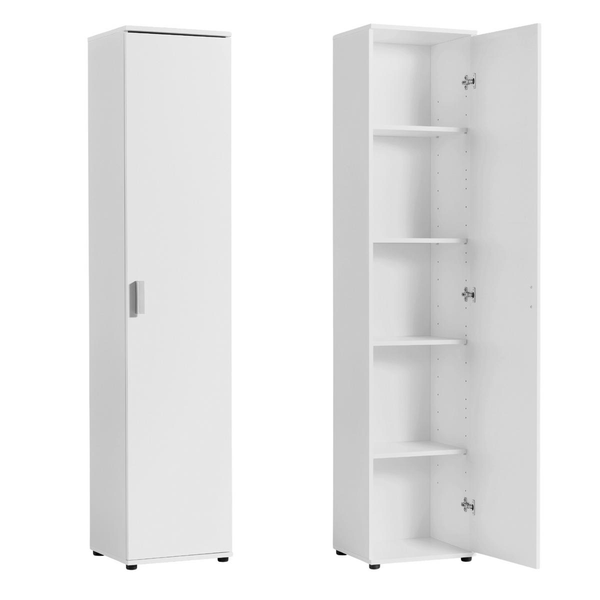 MEHRZWECKSCHRANK mit 1 Tür & 4 Einlegeböden in weiß - Weiß, Holzwerkstoff (40/184/35cm) - Home Collective
