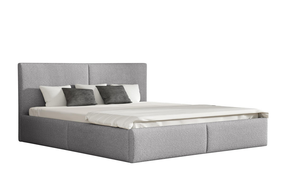 POLSTERBETT Bergen Freya Komplett - Silberfarben, Holzwerkstoff/Textil (120/200cm) - Fun Möbel