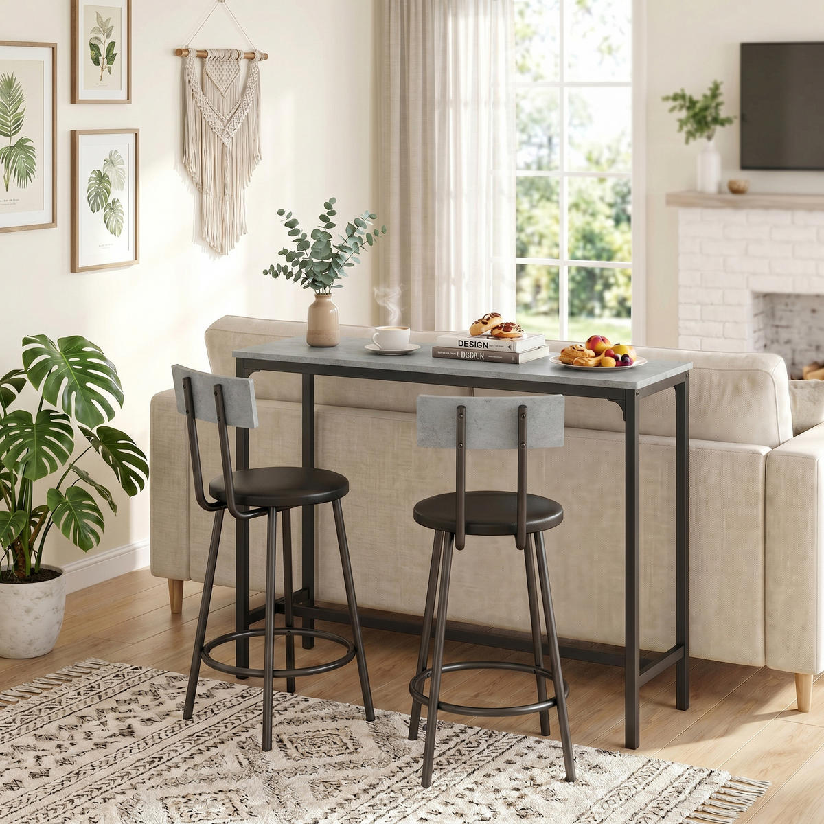 BAR-SET Grau 100.0/40.0/90.5cm - Grau, Holzwerkstoff (40/90.5/100cm)