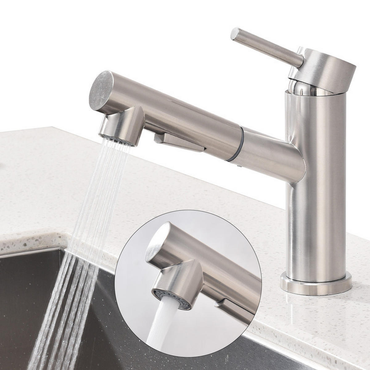 KÜCHENARMATUR Ausziehbar Edelstahl - Silberfarben, Metall (24.5/7.5/42cm) - HOMELODY