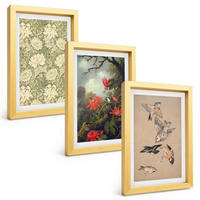 BILDER SET 3er Set - 20x30 cm Goldrahmen - Blumen, Vögel, Natur - Goldfarben, Kunststoff (20/30cm) - TULUP