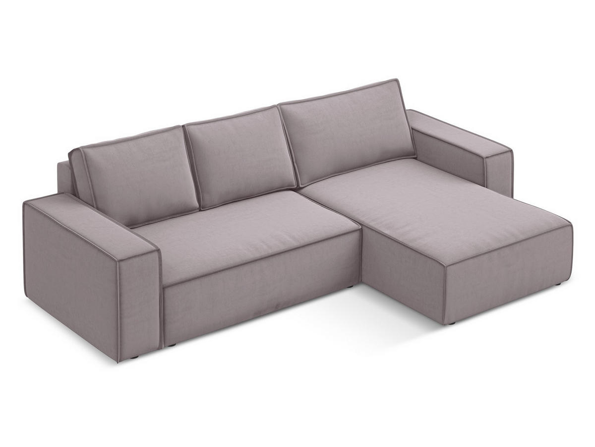 ECKSOFA mit Schlaffunktion Samt Stoff Violett - Lila/Flieder, Kunststoff/Textil (290/185cm) - Makamii
