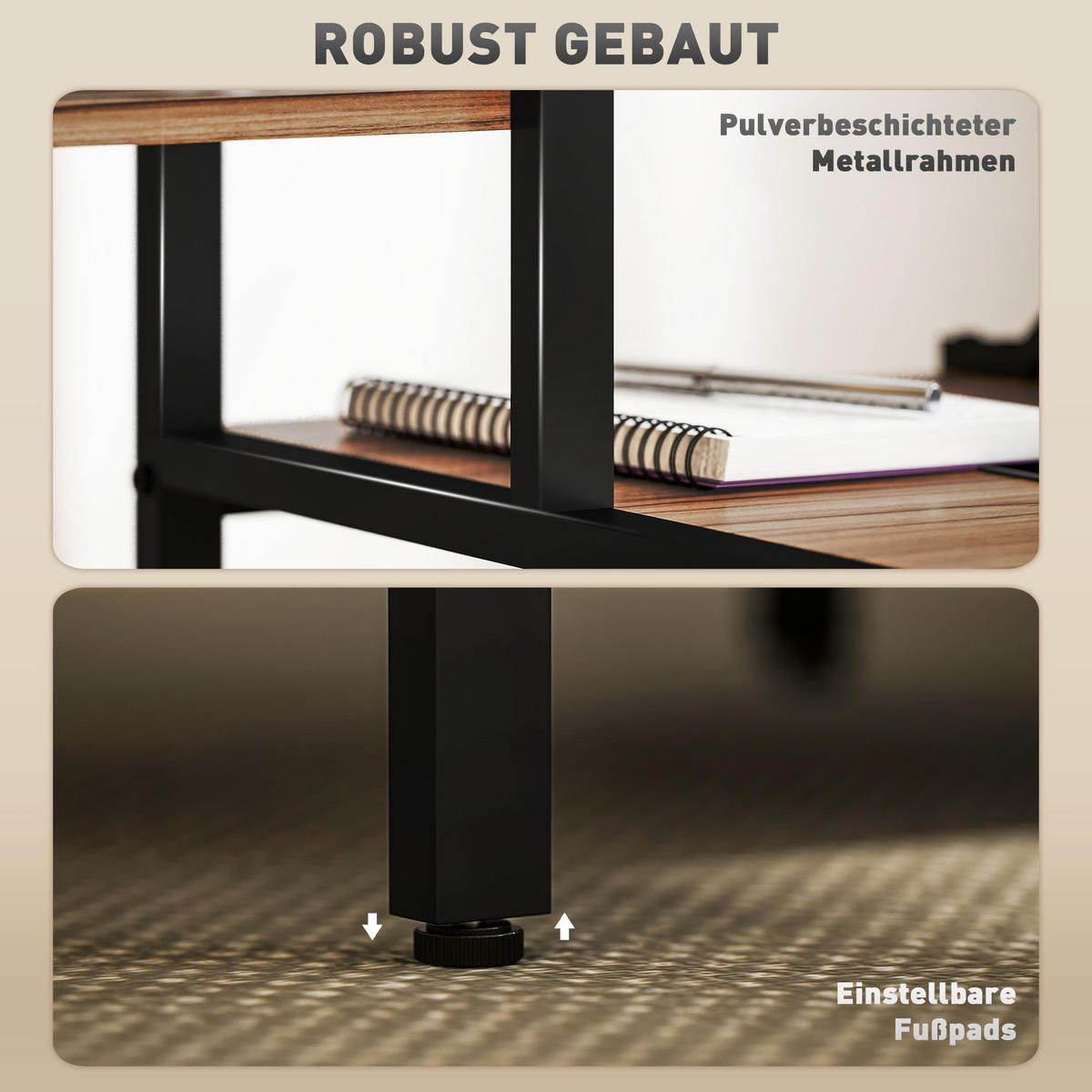 SCHREIBTISCH Braun 48.0/150.0/125.0 cm - Braun, Holzwerkstoff (48/150/125cm)