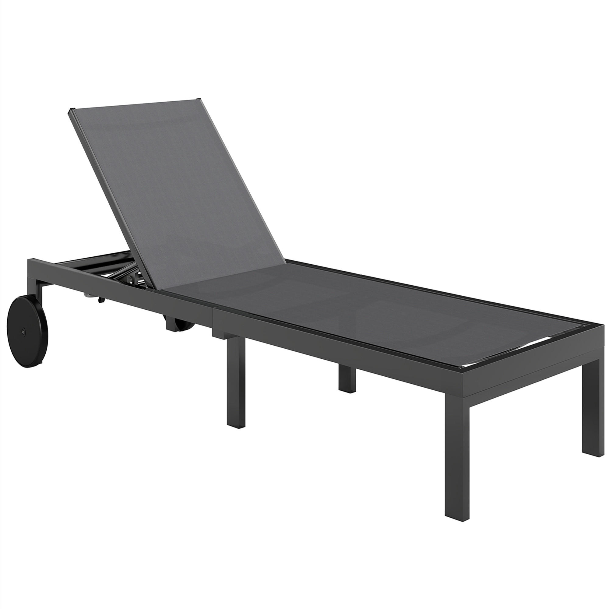 SONNENLIEGE Aluminium Dunkelgrau - Dunkelgrau, Textil/Metall (65.5/89/198cm) - Outsunny