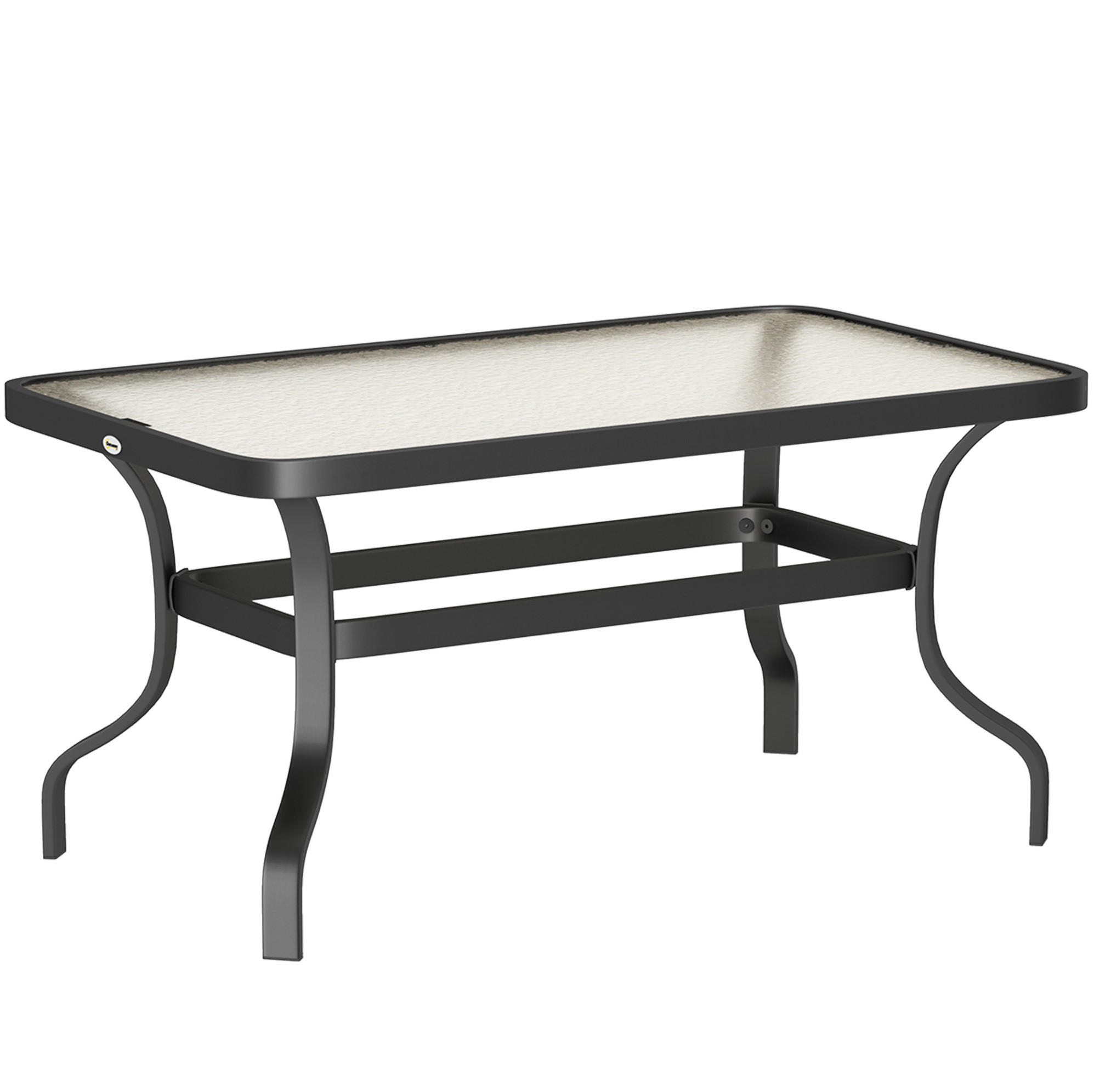GARTENTISCH aus Metall 95x55x46 cm Schwarz mit Hartglasplatte - Naturfarben, Metall (95/55/46cm) - Modfu