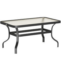 GARTENTISCH aus Metall 95x55x46 cm Schwarz mit Hartglasplatte - Naturfarben, Metall (95/55/46cm) - Modfu