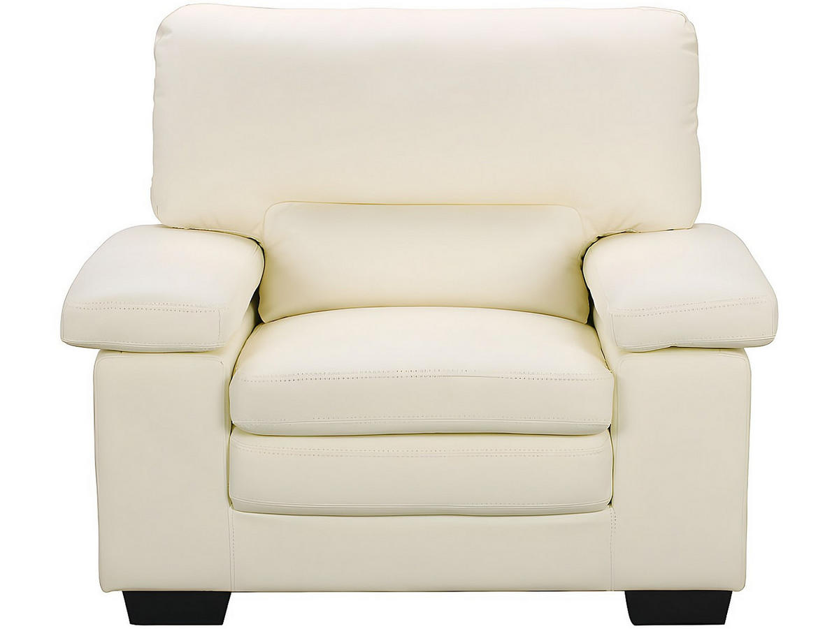 COUCHGARNITUR mit Sessel - 6 Personen - leder - elfenbeinfarben Mimas - Weiß, Leder (162/97/89cm) - Vente-Unique
