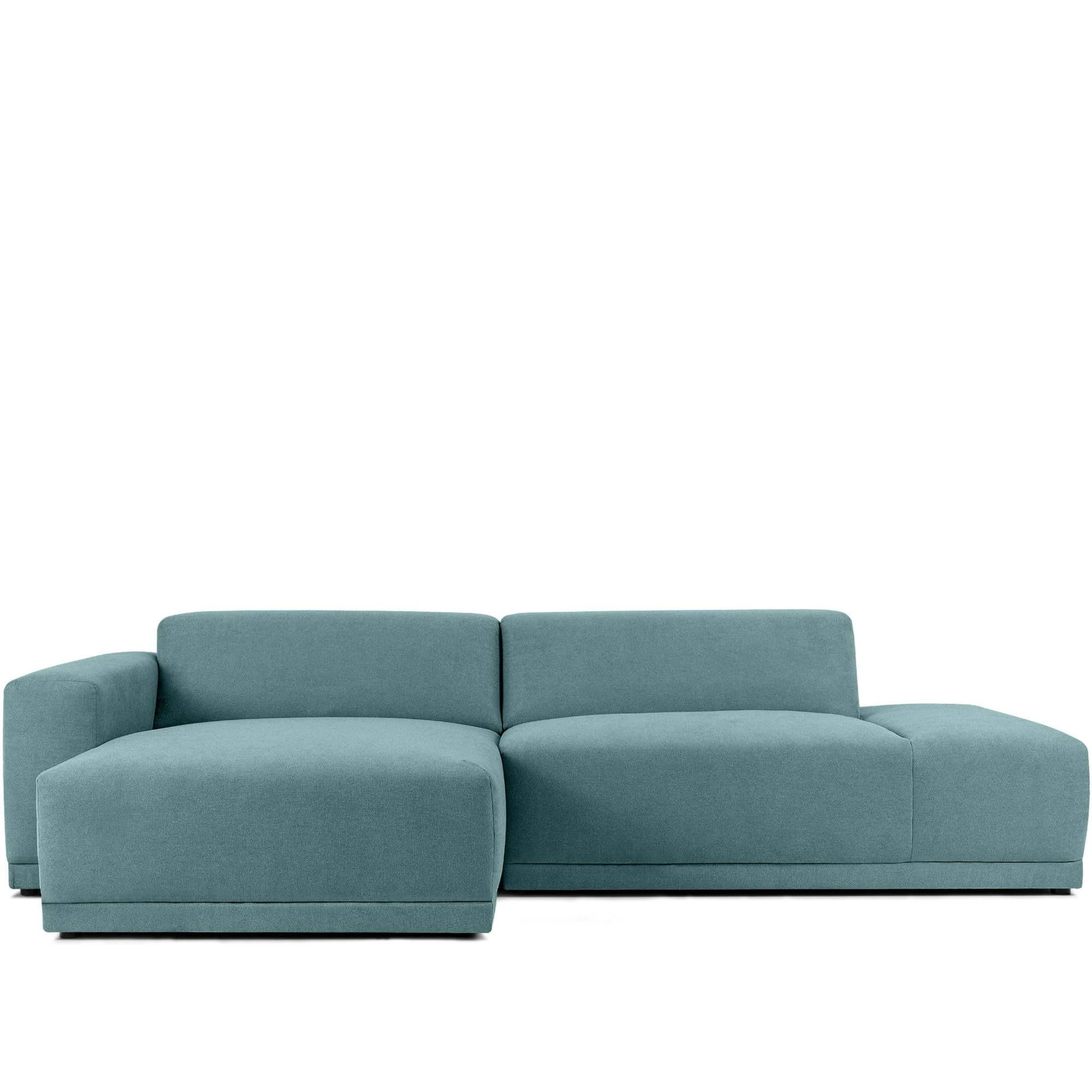 ECKSOFA LINKS MUDI in moderner Optik mit hochwertigem Kaltschaum, Cord-Stoff, Himmelblau - Blau/Schwarz, Textil (280/160cm) - KONSIMO®