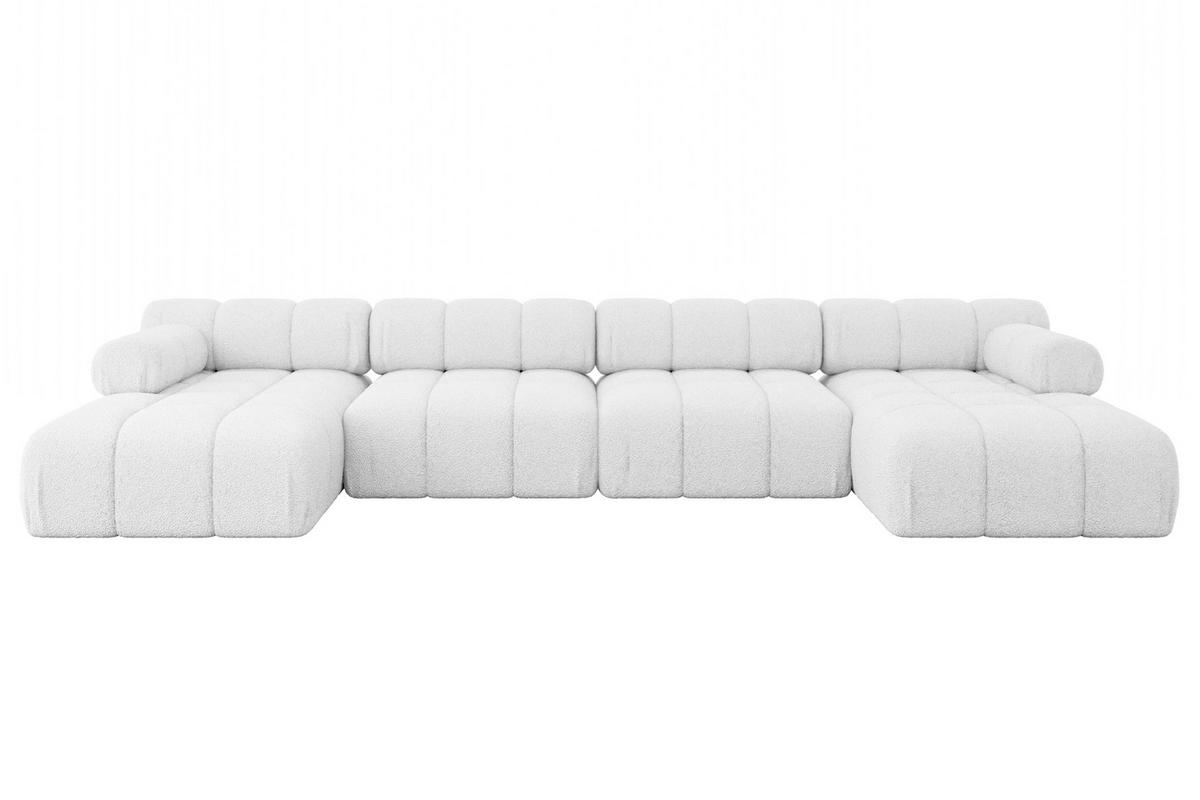 WOHNLANDSCHAFT modulares Sofa Tesso-U2 - 380x160x70 cm Weiß Bouclé - Weiß, Holzwerkstoff/Textil (380/70/160cm) - ALTDECOR