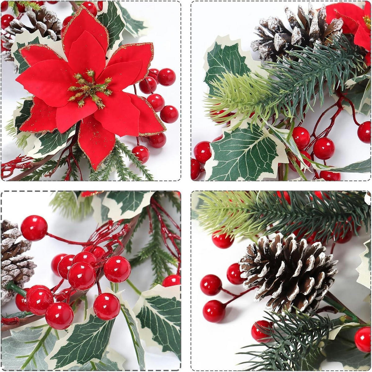 WEIHNACHTSGIRLANDE mit roten Beeren und Tannenzweigen 180 cm - Multicolor, Kunststoff (180cm)