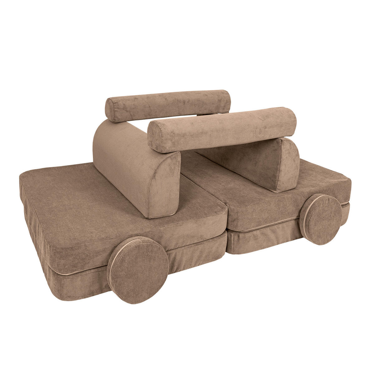 KINDERSOFA, Slimcord, Braun - Hellbraun, Textil (160/24/80cm) - MeowBaby