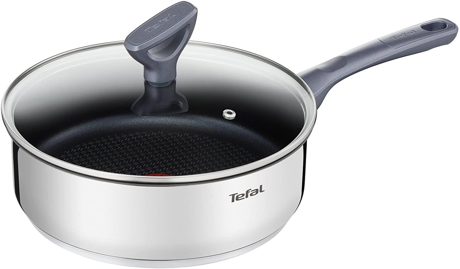 SCHMORPFANNE G7133214 Dailycook Silber 24cm - Silberfarben, Glas/Metall (24cm) - Tefal