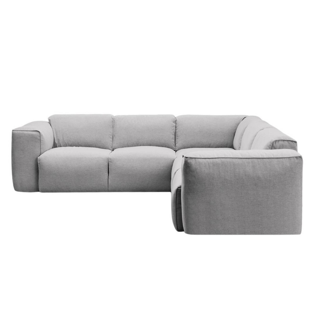 ECKSOFA mit Rundecke - Hellgrau/Schwarz, Kunststoff/Textil (325/260cm) - home24
