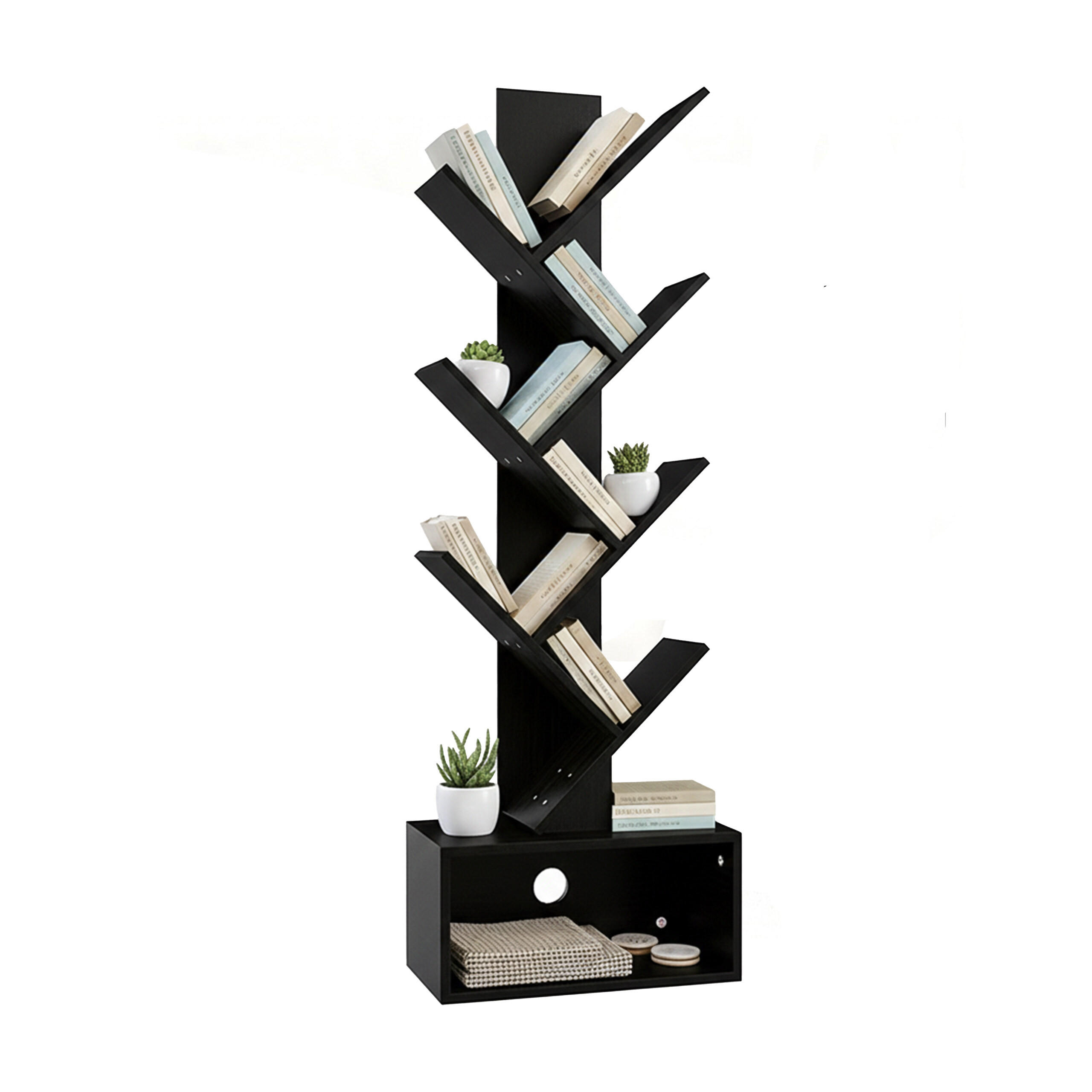 BÜCHERREGAL - Schwarz, Holzwerkstoff (38/113/20cm) - Relaxdays