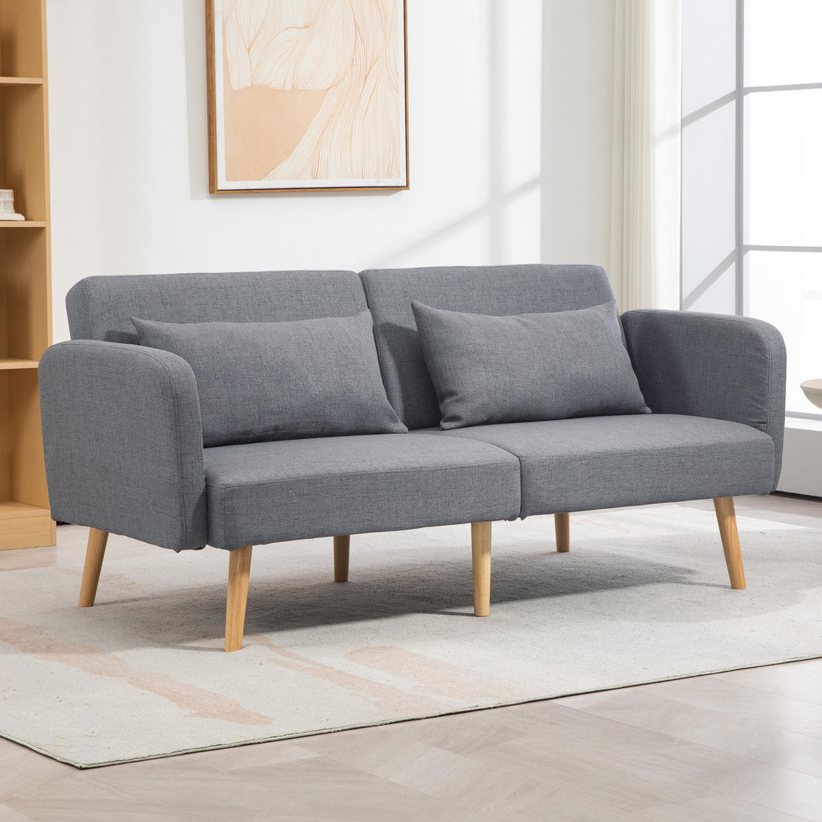 SCHLAFSOFA klappbar 170 cm Polyester Grau - Grau, Textil (170/80/83cm) - IVMEU