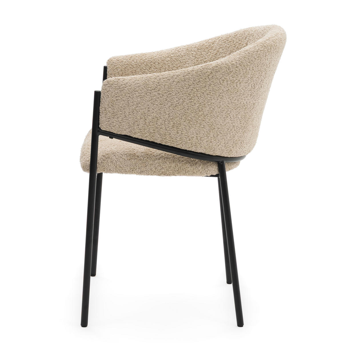 STUHL BUENO gespolsterter - hellbeige - Glamour Boucle Chenille - Beige/Schwarz, Textil/Metall (55/83/56cm) - NEW HOME