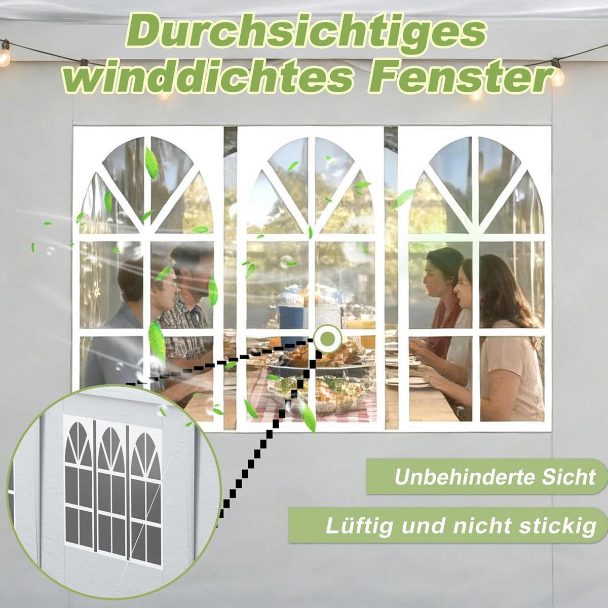 GARTENPAVILLON 3x6 m Grau mit Seitenteilen und Fenstern - Grau, Textil (250/300/600cm)
