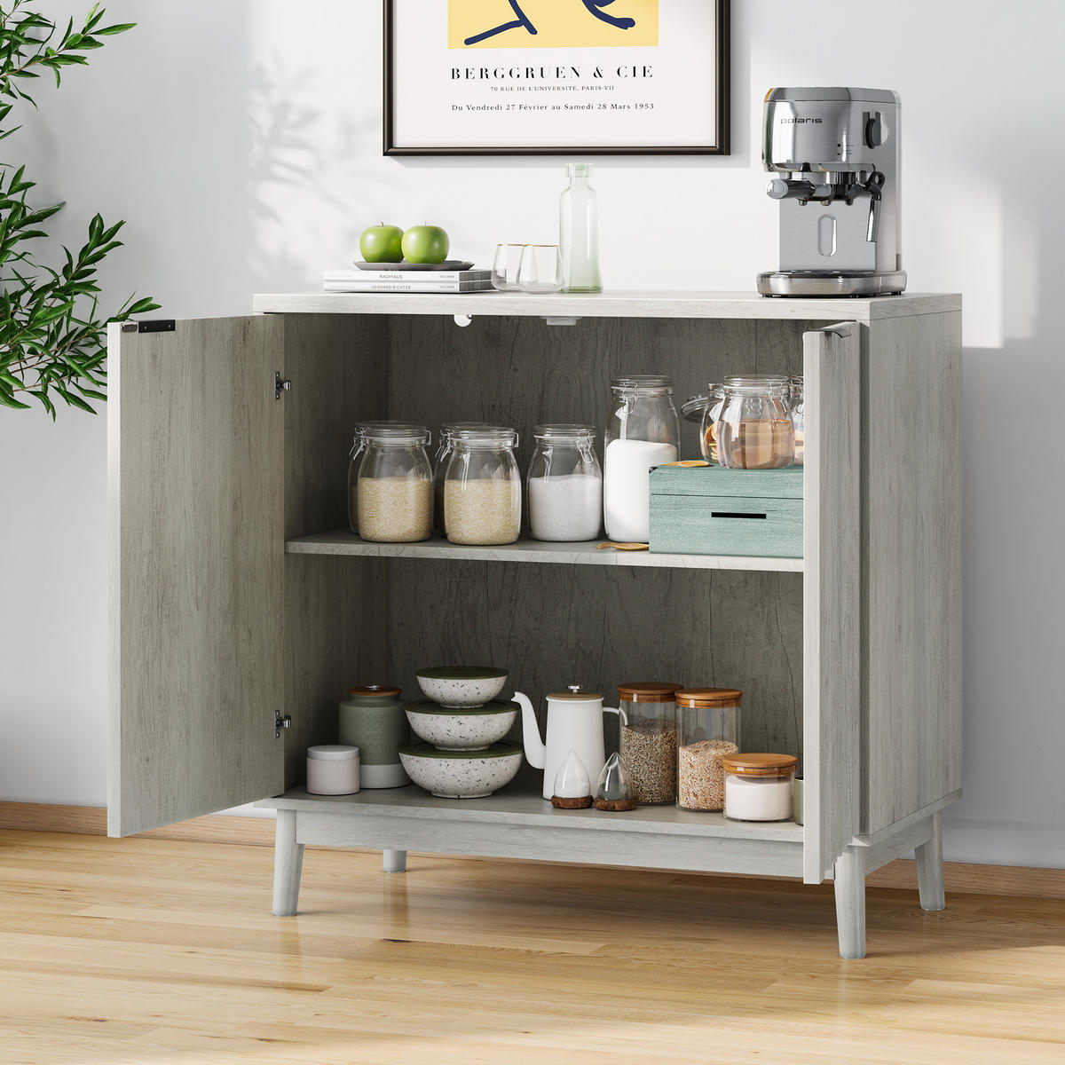 KOMMODE Grau 80/39.80/85.80 cm - Grau, Holzwerkstoff (39.8/85.8/80cm) - Urban Meuble