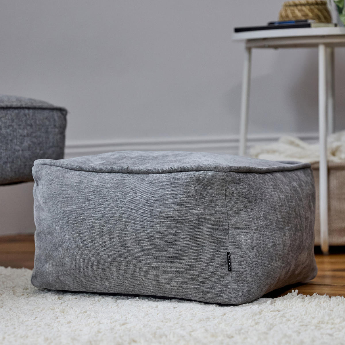 SITZPOUF Chenille Amara - Grau, Kunststoff/Textil (40/24/40cm) - icon