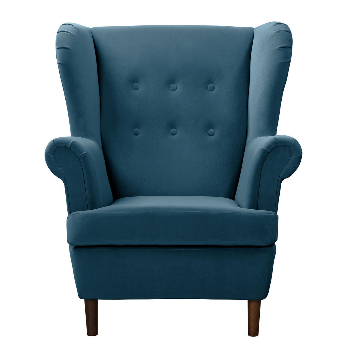 OHRENSESSEL - Blau/Dunkelbraun, Textil (85/101/89cm) - home24