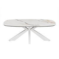 COUCHTISCH - 109.5 cm x 69.5 cm - Glas, Keramik - Weiß - DERIYA - Weiß, Glas/Keramik (69.5/109.5/40cm) - Vente-Unique