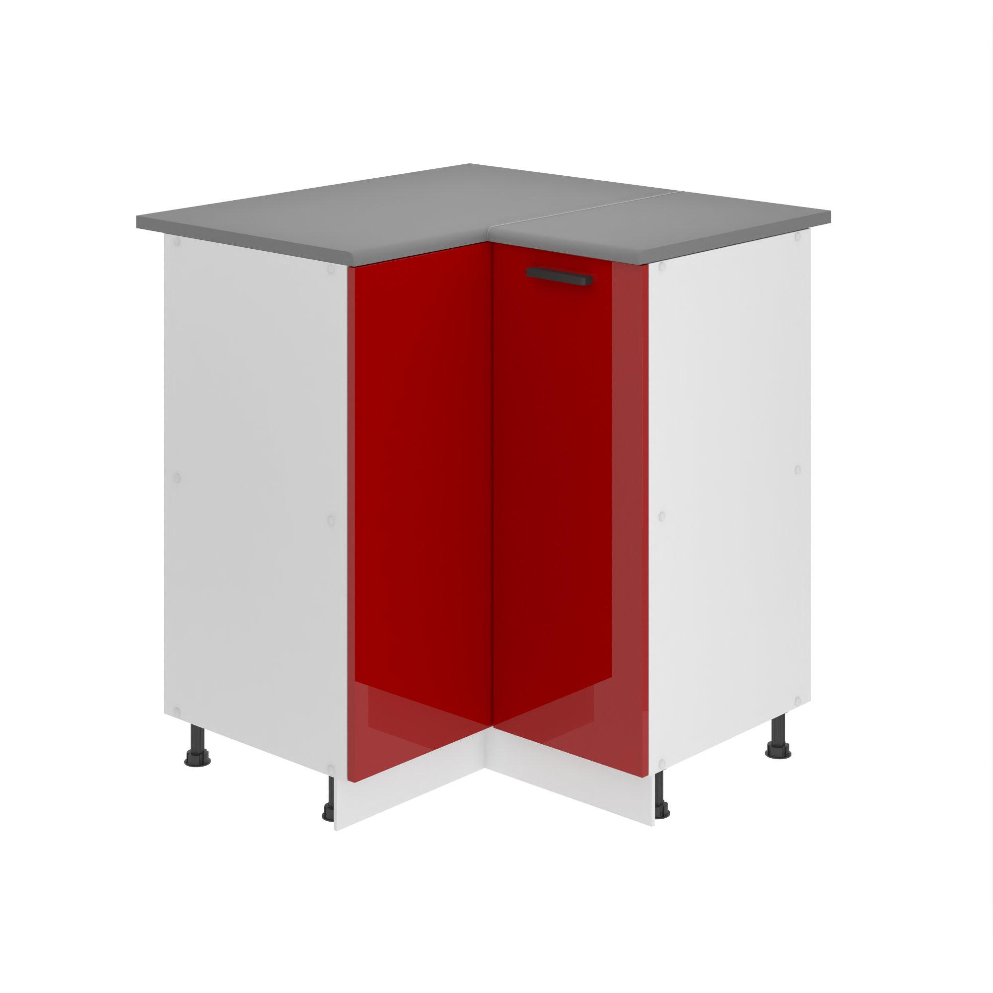 KÜCHENUNTERSCHRANK 90 cm SNP mit Arbeitsplatte, Rot Hochglanz - Rot, Holz (90/85/90cm) - B BELINI GROUP